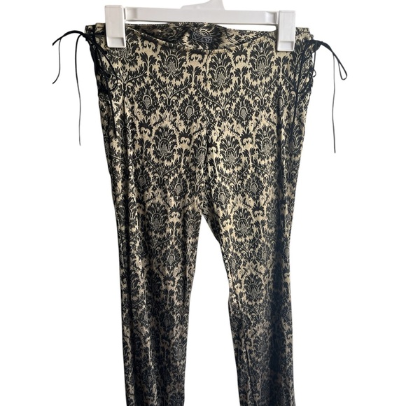 HEART.MOON.STAR. Rare Damask Print Whimsigoth Moody Gothic 90s Flare Trousers - Picture 1 of 6